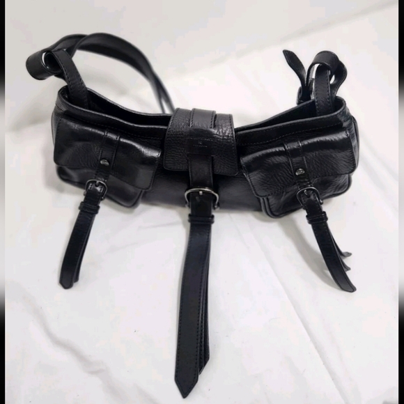 Burberry Prorsum Runway Cinda Black Leather Moto Crossbody Handbag Shoulder bag - Picture 7 of 15